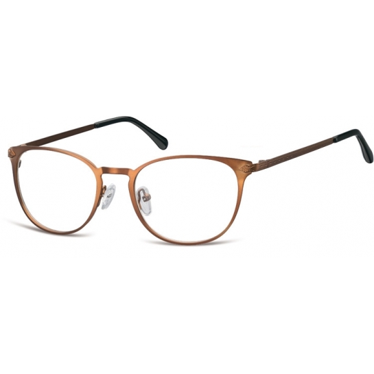 Okulary oprawki damskie kocie oczy stalowe Sunoptic 992G brązowe